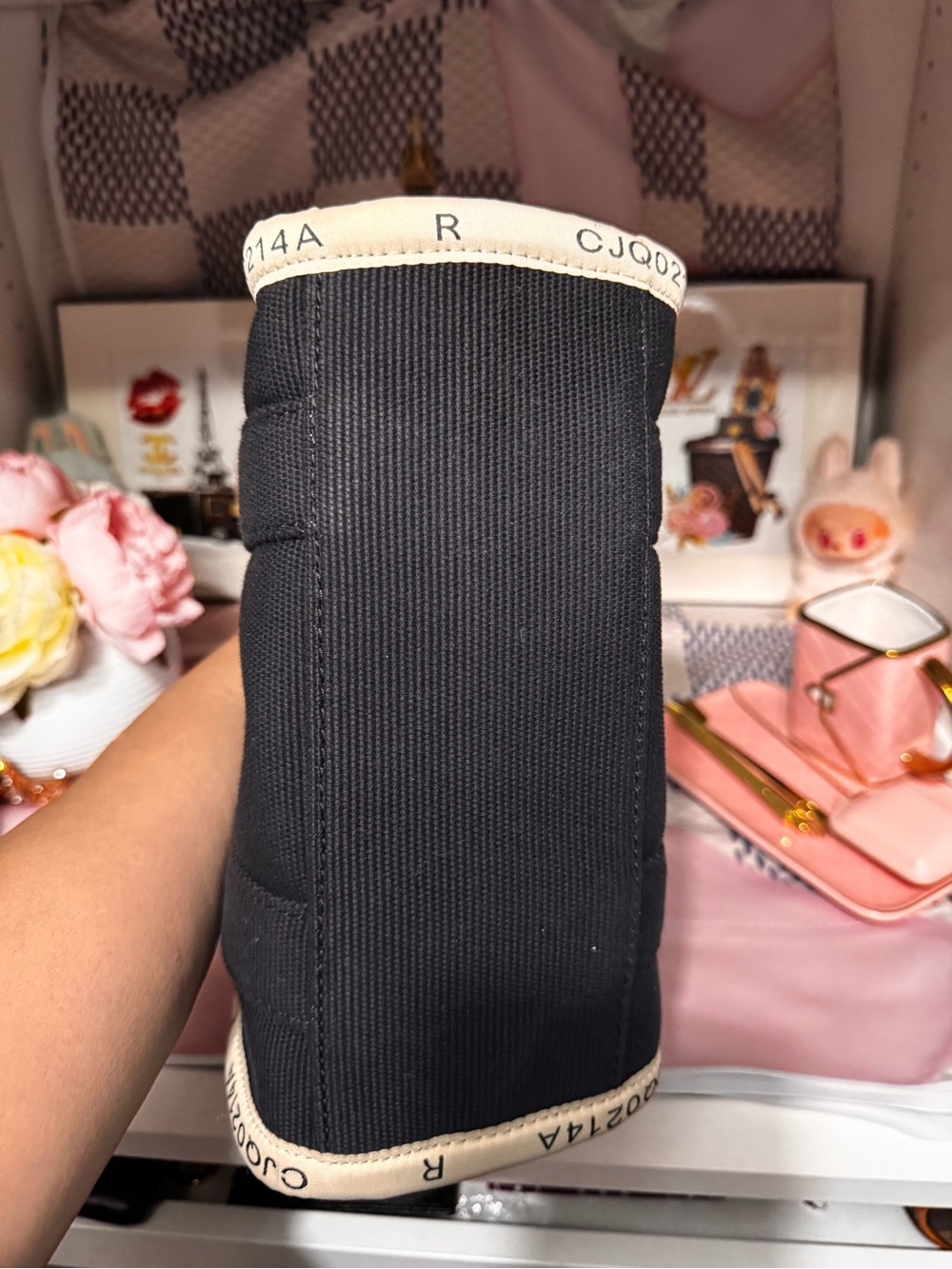 Marc Jacobs Black and White Mini 'The Tote Bag' Canvas Crossbody - Picture 5 of 7